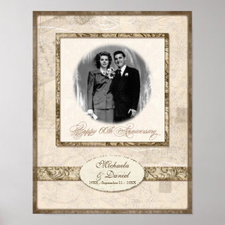 Pôster L744 11x14 60º aniversário Personalizado com Foto