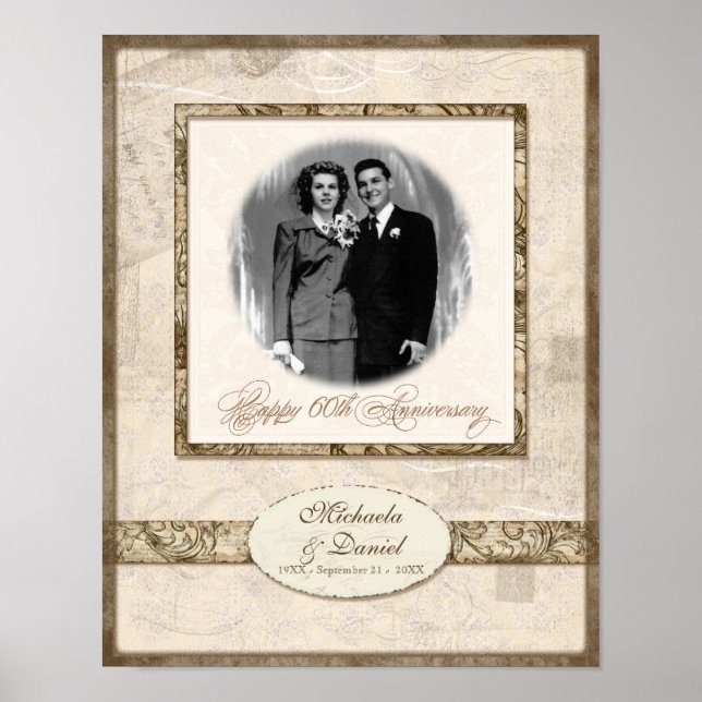 Pôster L744 11x14 60º aniversário Personalizado com Foto (Frente)