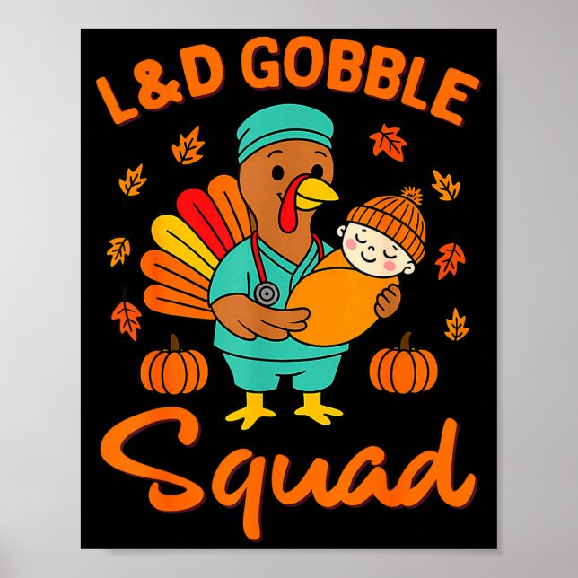 Poster L&amp;d Gobble Squad Thanksgiving Labor &amp; Deli (Frente)