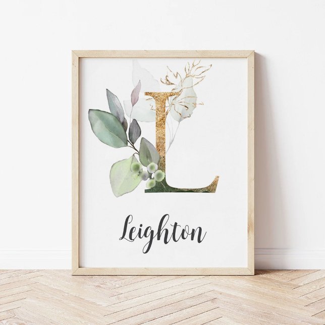 Poster L - Letra Monograma - Greenery Nursery Name Impres (Criador carregado)