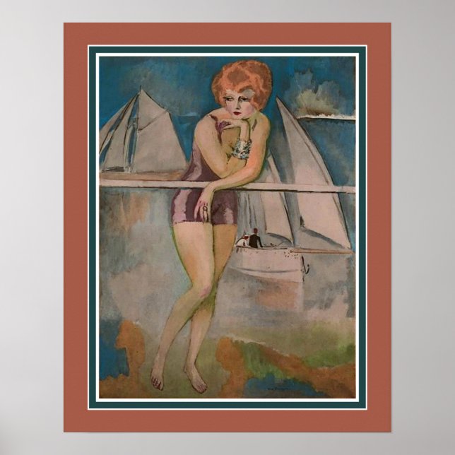 Poster La Baigneuse, Deauville cerca de 1920 (Frente)