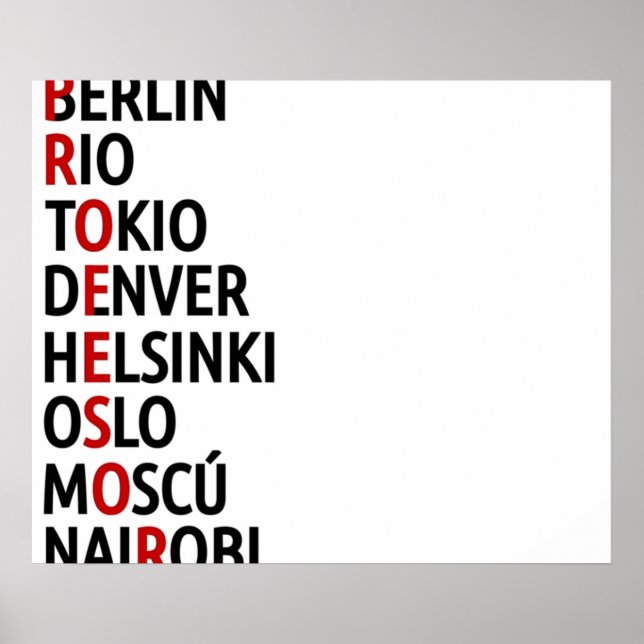 Poster La Casa de Papel Nomes de Cidades (Frente)