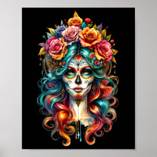 Poster La Catrina Women Dia De Los Muertos Latina Cinco D