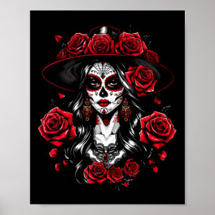 Poster La Catrina Women Dia De Los Muertos Latina Cinco D