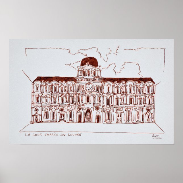 Poster La Cour Carree Courtyard | Louvre, Paris, França (Frente)