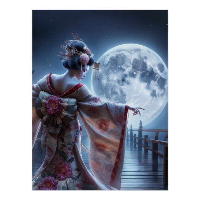 Pôster La danse de la geisha à la lune (Frente)