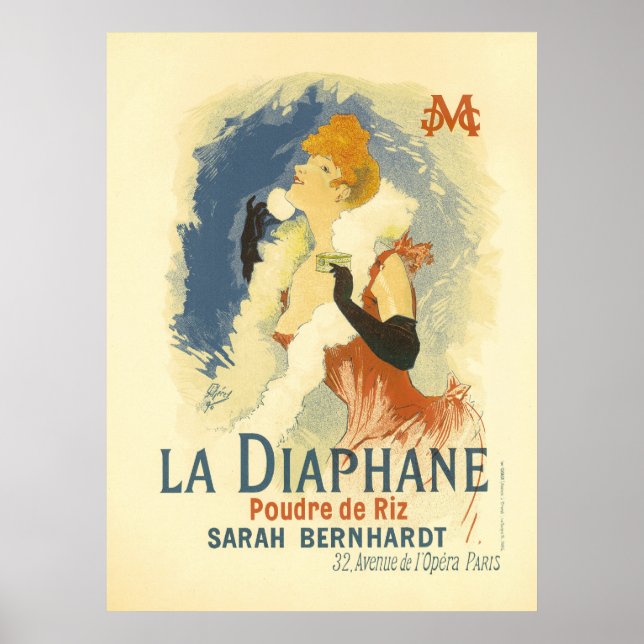 Poster La Diaphane Sarah BernardtVintage Anúncio Francês (Frente)