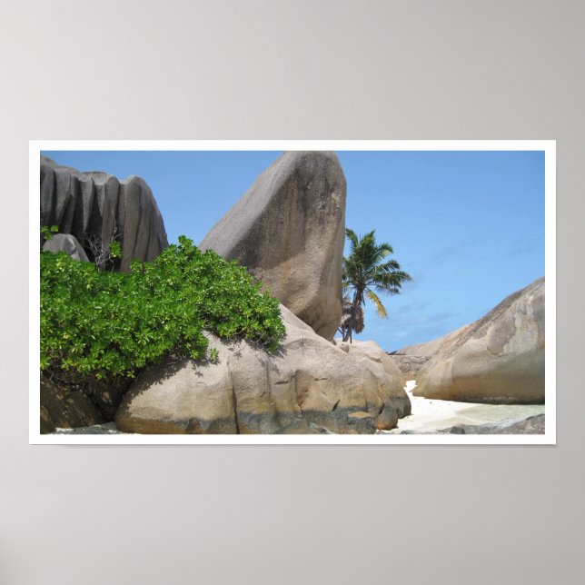 Poster La Digue Beach, Rocks, Seychelles (Frente)
