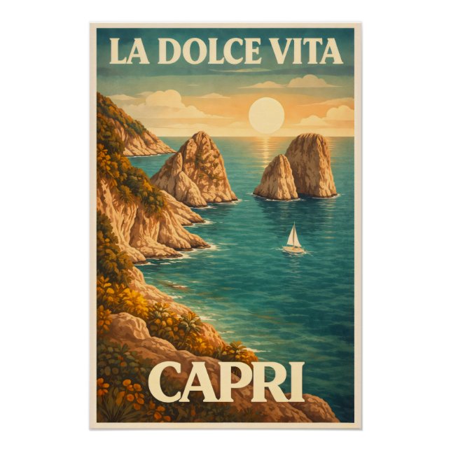 Pôster La Dolce Vita Capri Viagens Clássicas (Frente)