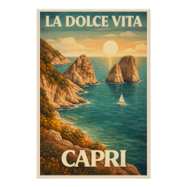 Pôster La Dolce Vita Capri Vintage Travel