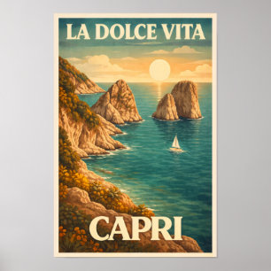 Poster La Dolce Vita - Cartaz de Viagem Antigo de Capri