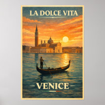 La Dolce Vita - Cartaz de Viagem Antigo de Veneza