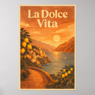 Poster La Dolce Vita – Cartaz de Viagem da Costa Italiana