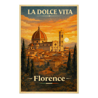 Pôster La Dolce Vita - Florance Vintage Travel Poster