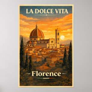Poster La Dolce Vita Florença Cartaz de Viagem Vintage