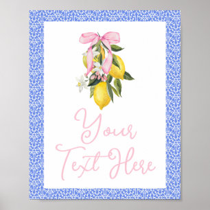 Poster La Dolce Vita Limão Rosa Laço Baby Shower