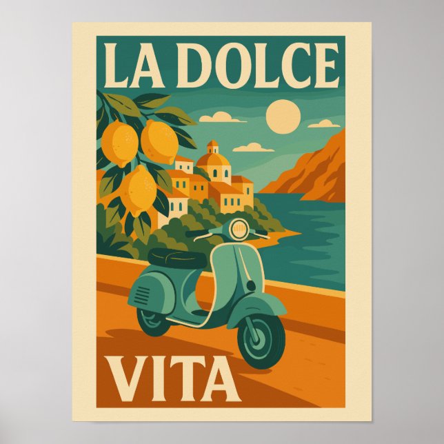 Poster La Dolce Vita – Retro Italian Coast Travel (Frente)