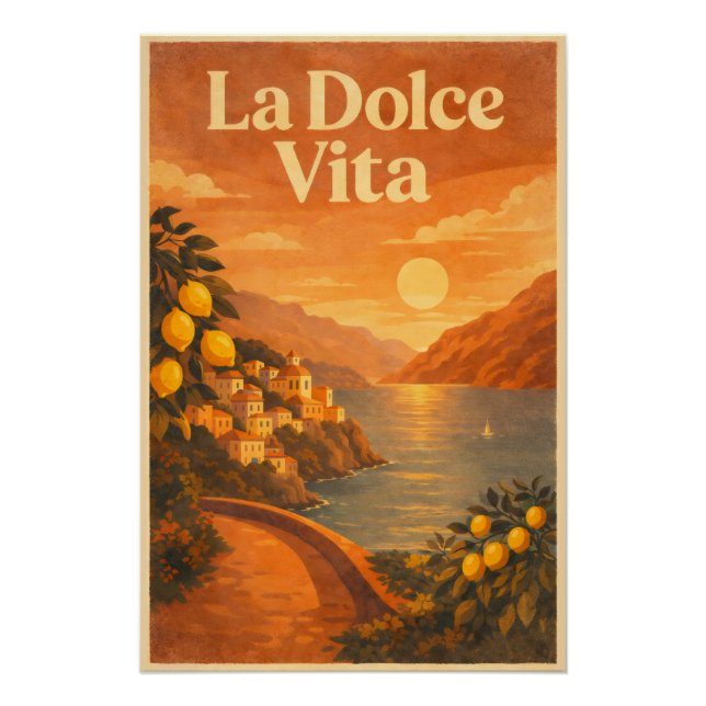 Pôster La Dolce Vita – Retro Italian Coast Travel Poster (Frente)