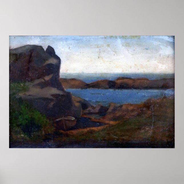 Poster La Farge - Old Boathouse Beach Newport (Frente)