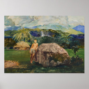 Poster La Farge - Um túmulo de chefe 1890