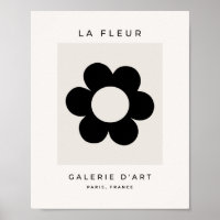 La Fleur 03 Floral Retro Preto E Flor Branca