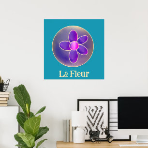 Poster La Fleur Retro Flor Purple Teto Quente Rosa