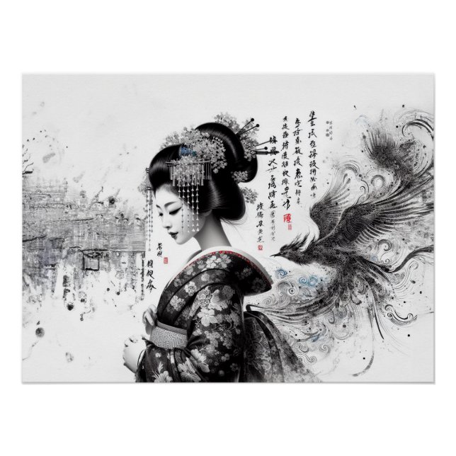 Pôster La geisha en encre noire (Frente)