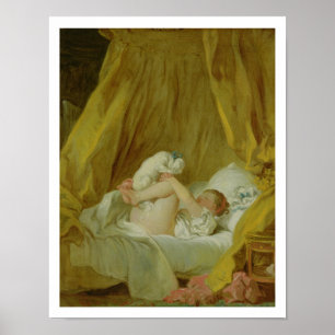 Poster 'La Gimblette', Girl with a Dog, c.1770 (óleo em c