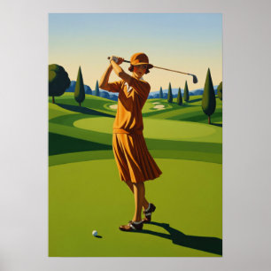 Poster LA GOLFEUSE (Golfer) - Arte Original Deco Ardois