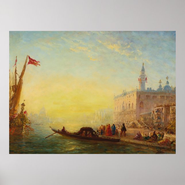 Poster La Gondole, Quai Des Esclavons - Félix Ziem (Frente)