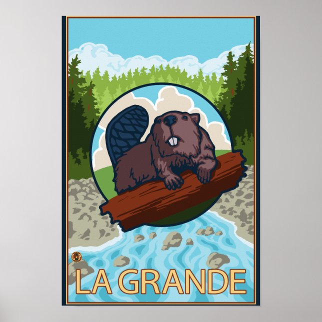 Pôster La Grande, OregonBeaver and Trees (Frente)