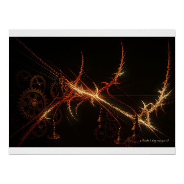 Pôster La Harpe Fulgurante – Artefact Steampunk Lumineux (Frente)