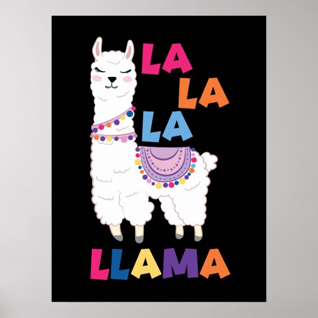 Poster La La La Llama - Engraçado Cantando Llama (Frente)