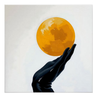 Pôster La main noir qui porte le monde en couleur