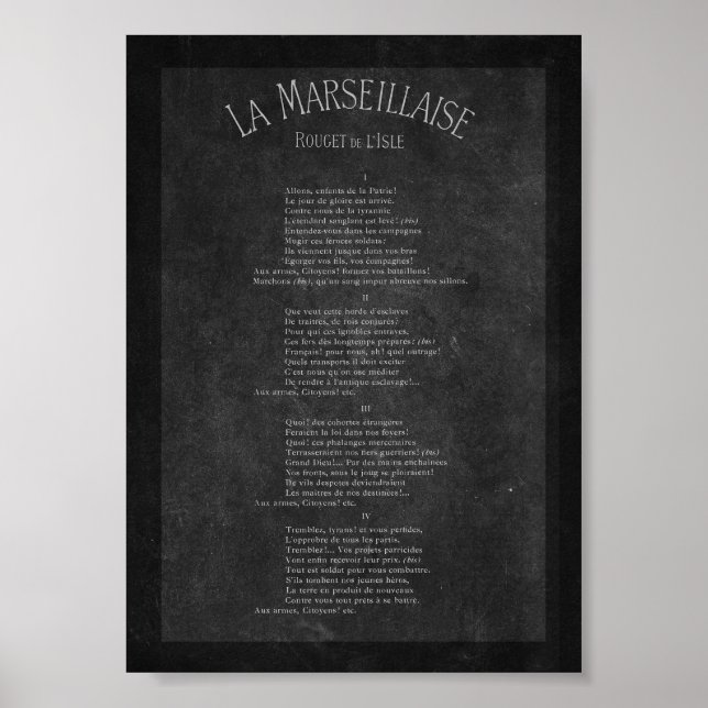 Poster La marseillaise - Paroles (Frente)
