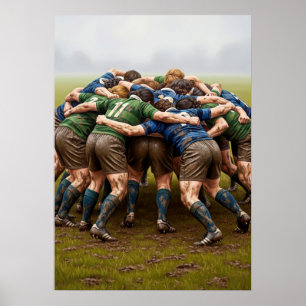 Poster LA MÊLÉE AU RUGBY (O rúgbi)