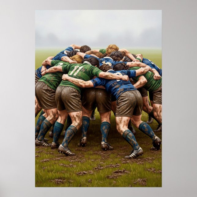 Poster LA MÊLÉE AU RUGBY (O rúgbi) (Frente)