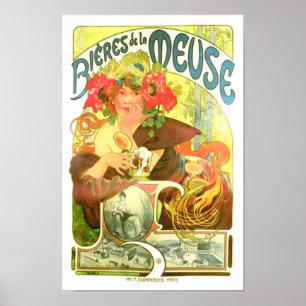 Pôster La Meuse de Bières de, Alphonse Mucha