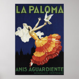 Poster La Paloma - promocional de Aguardiente dos Anis