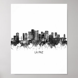 Poster La Paz Bolivia Skyline BW