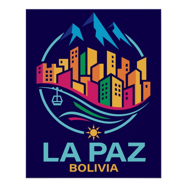 Pôster La Paz Bolivia South America (Frente)