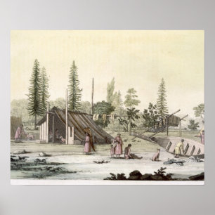 Poster La Perouse em Port Francesci (gravura a cores)