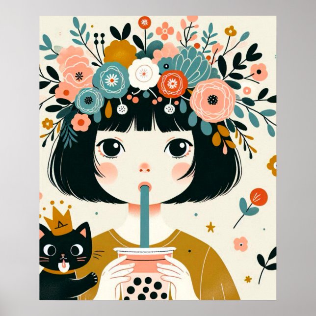 Poster “La petite fille au bubble tea“ (Frente)