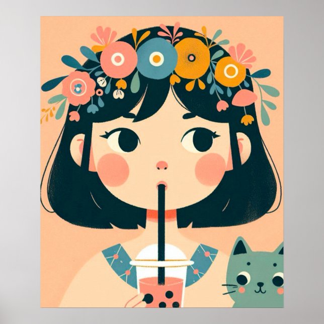 Poster “La petite fille au bubble tea“ (Frente)