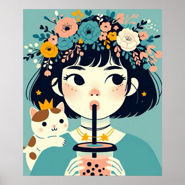 Poster “La petite fille au bubble tea“ (Frente)