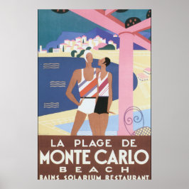 Poster La Plage de Monte Carlo Beach Viagens vintage Post