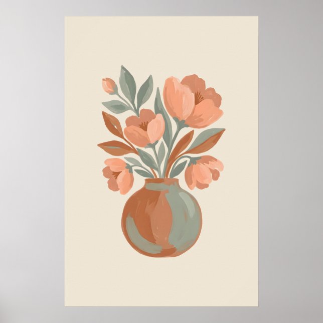 Poster La poire Modern Minimalist Boho Floral Bouquet (Frente)