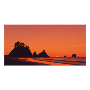 Pôster La Push Washington Pôr do Sol Minimalista Costeiro