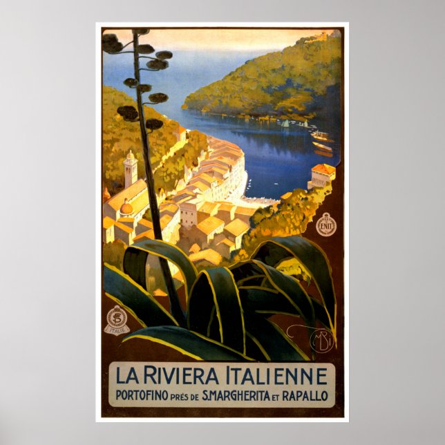 Poster La Riviera Italienne, Itália Viagens vintage (Frente)