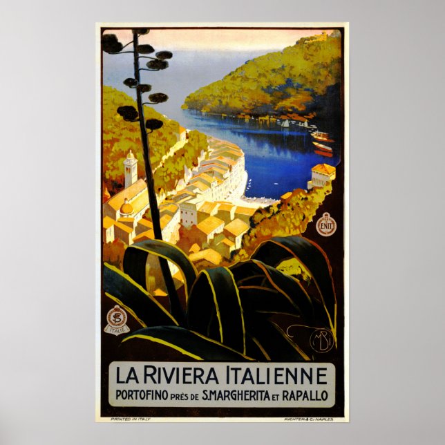 Poster La Riviera Italienne Liguria Itália Viagem ENIT (Frente)